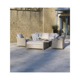 Bramblecrest Rattan 3 Seater Sofa With Dual Height Rectangle Table, 2 Armchairs & Bench Neutral - thumbnail 2