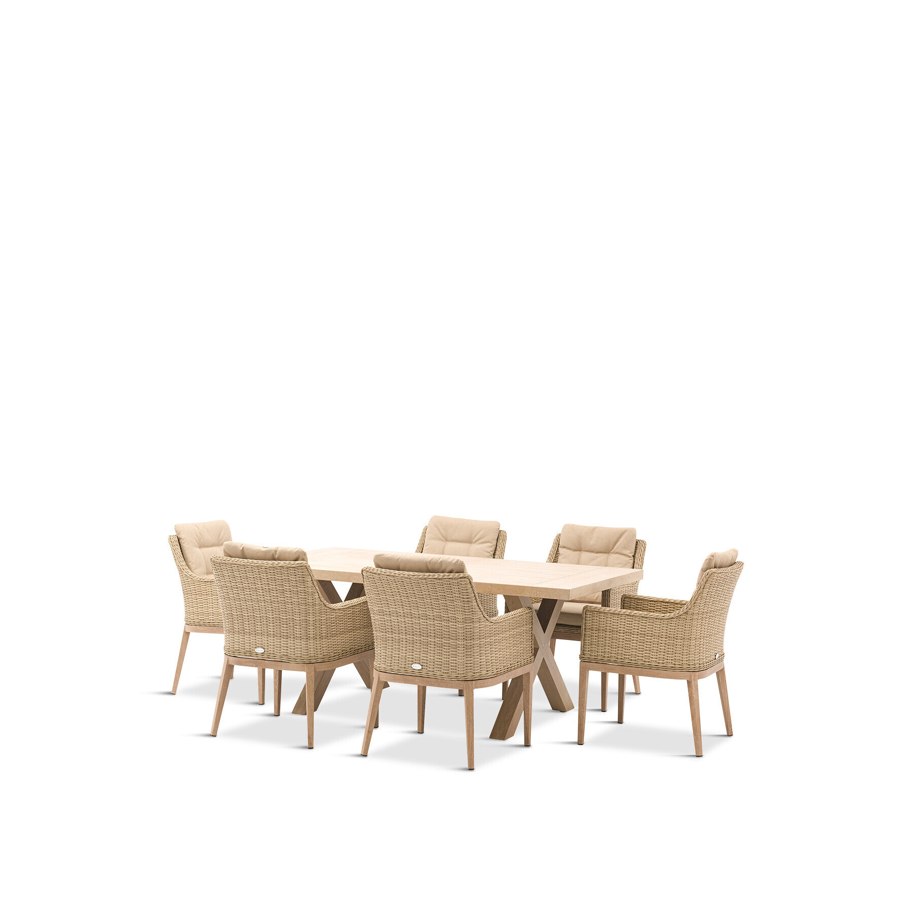 Bramblecrest Monterey Vogue 6 Seat Dining Set with Ceramic Dining Table & 6 Armchairs Neutral - image 1