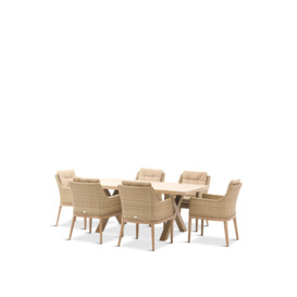 Bramblecrest Monterey Vogue 6 Seat Dining Set with Ceramic Dining Table & 6 Armchairs Neutral