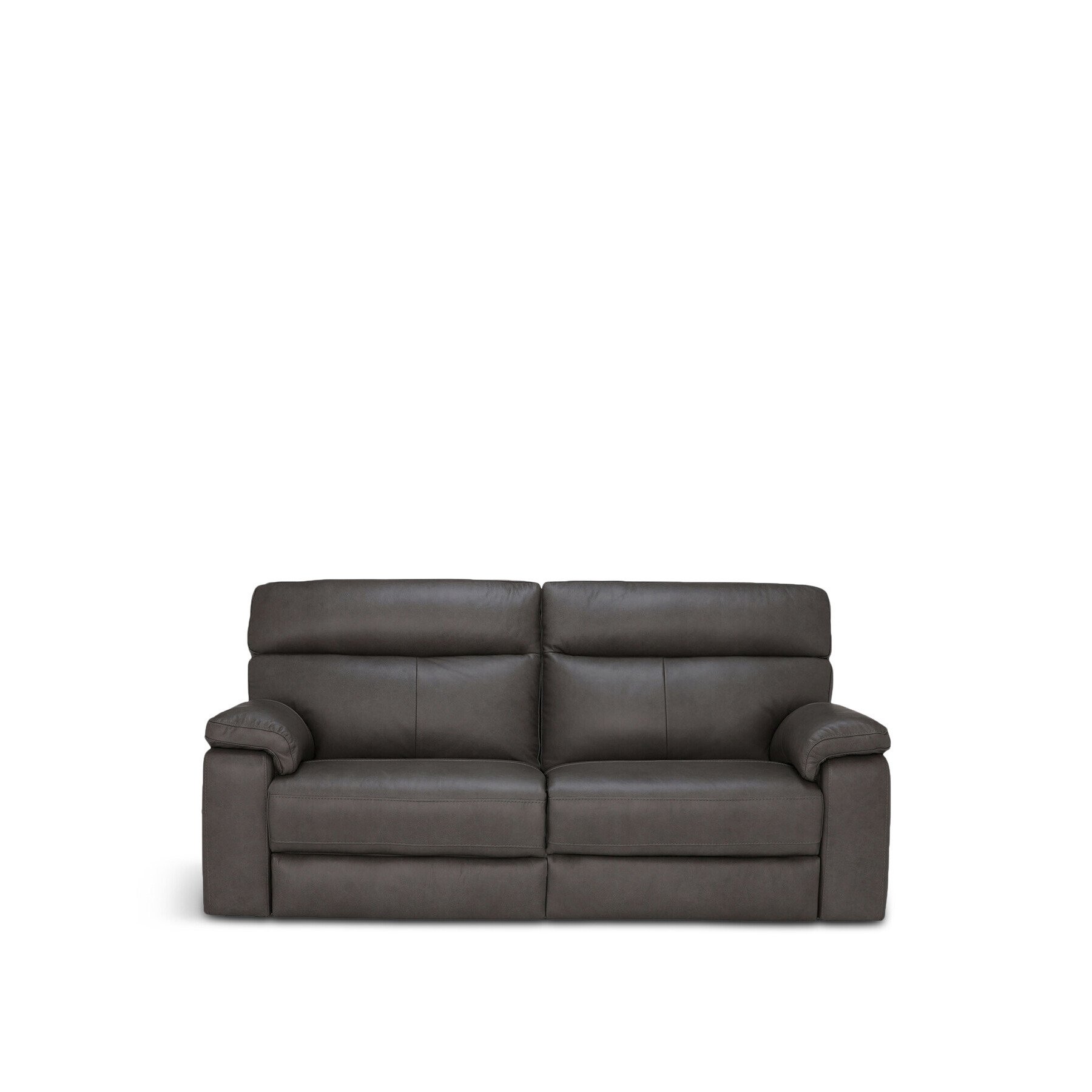 Barker and Stonehouse Clark Charcoal Leather 3 Seater Sofa With Power Motion Recliner Brown - image 1