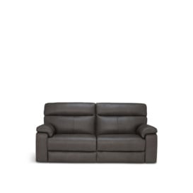 Barker and Stonehouse Clark Charcoal Leather 3 Seater Sofa With Power Motion Recliner Brown - thumbnail 1