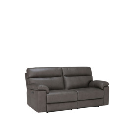 Barker and Stonehouse Clark Charcoal Leather 3 Seater Sofa With Power Motion Recliner Brown - thumbnail 2