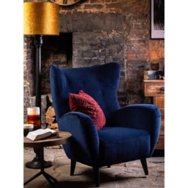 Barker and Stonehouse Delon Velvet Chair, Navy Blue - thumbnail 2