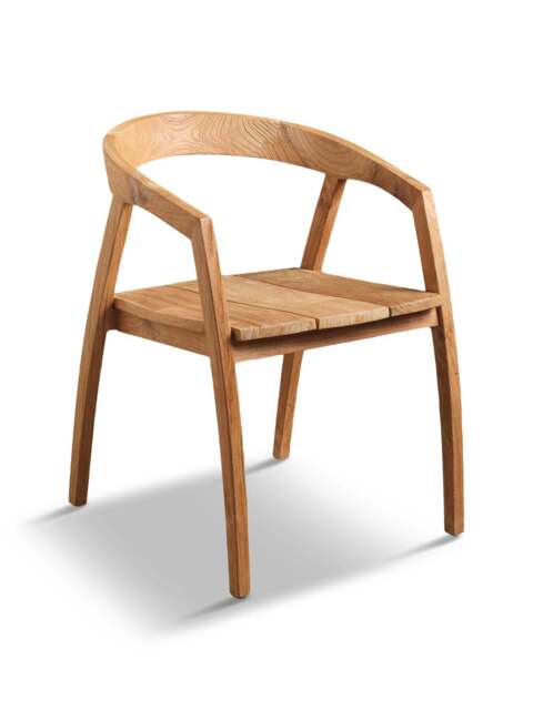 Barker and Stonehouse Grenada Natural Brown Teak Wood Open Back Dining Cha in Neutral