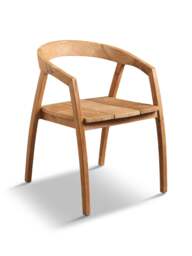 Barker and Stonehouse Grenada Natural Brown Teak Wood Open Back Dining Cha in Neutral