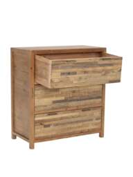 Barker and Stonehouse Charlie Reclaimed Wood 3 Drawer Chest Of Drawers in Reclaimed Oakland Finish - thumbnail 3
