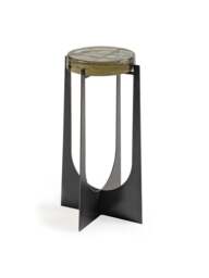 Libra Interiors Glenthorpe Glass Accent Side Table in Clear Glass/Gilded Oak Wood, Size H60xW30.5x - thumbnail 2