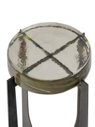 Libra Interiors Glenthorpe Glass Accent Side Table in Clear Glass/Gilded Oak Wood, Size H60xW30.5x - thumbnail 3
