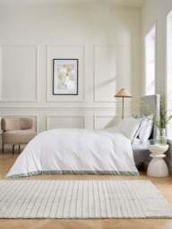Bedeck of Belfast Fine Linens Olenna Cover Set 200 Thread Count Cotton Sateen in Celadon, Cotton/Linen, Size Superking - thumbnail 2
