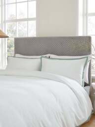 Bedeck of Belfast Fine Linens Olenna Cover Set 200 Thread Count Cotton Sateen in Celadon, Cotton/Linen, Size Superking
