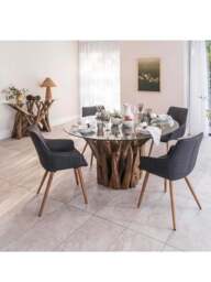 Barker and Stonehouse Whinfell Glass And Teak Dining Table in Brown - thumbnail 2