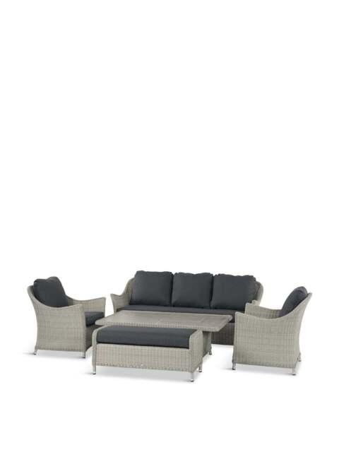 Bramblecrest Monterey 3-Seater Sofa, 2 Armchairs, Dual Height Rectangle Table & Bench in grey - image 1