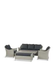 Bramblecrest Monterey 3-Seater Sofa, 2 Armchairs, Dual Height Rectangle Table & Bench in grey - thumbnail 1