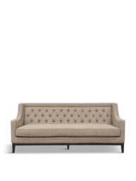 Libra Interiors Theodore Buttoned Sofa Dark Taupe in Grey, Size 86x200x86