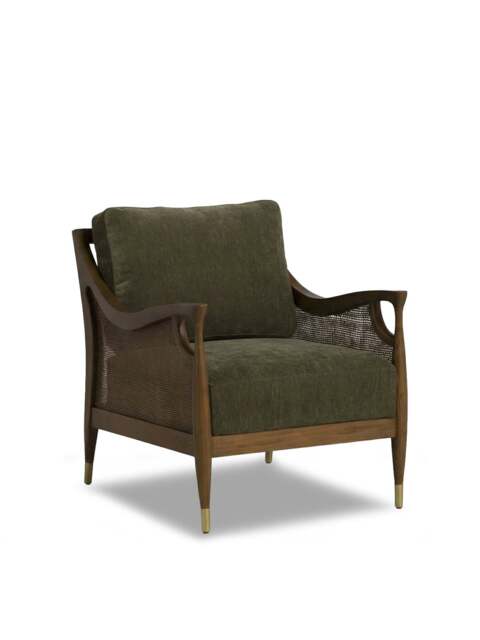 Barker and Stonehouse Olive Fabric Accent Chair With Rattan in Green - image 1