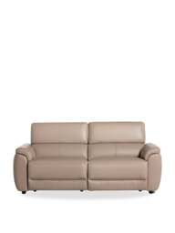 Barker and Stonehouse Glendale Electric Recliner Sofa in Neutral, Leather - thumbnail 1