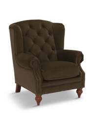 Barker and Stonehouse Ullswater Velvet Buttoned Wing Chair in Green - thumbnail 1