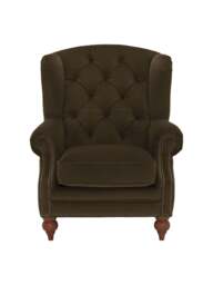Barker and Stonehouse Ullswater Velvet Buttoned Wing Chair in Green - thumbnail 2