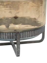 Libra Interiors Beresford Glass Bowl On Stand in Gilded Oak Wood Copper Brown Luster, Wood/Metal - thumbnail 4