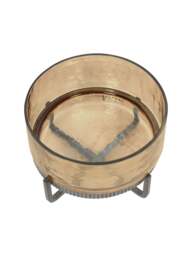 Libra Interiors Beresford Glass Bowl On Stand in Gilded Oak Wood Copper Brown Luster, Wood/Metal - thumbnail 2