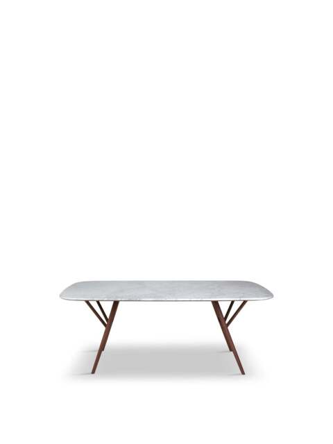 Heal's Anais Dining Table Marble Top Walnut Frame in White, Size 200x100x75 - image 1