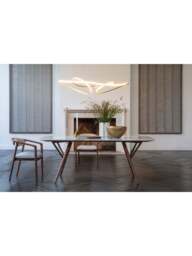 Heal's Anais Dining Table Marble Top Walnut Frame in White, Size 200x100x75 - thumbnail 5