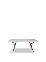 Heal's Anais Dining Table Marble Top Walnut Frame in White, Size 200x100x75 - thumbnail 1