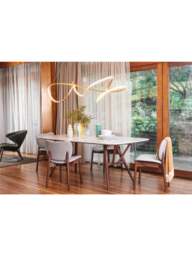 Heal's Anais Dining Table Marble Top Walnut Frame in White, Size 200x100x75 - thumbnail 3