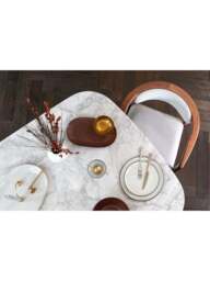 Heal's Anais Dining Table Marble Top Walnut Frame in White, Size 200x100x75 - thumbnail 4