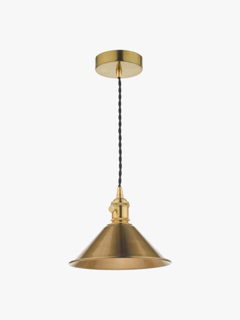 Dar Lighting Hadano Pendant - Natural Brass With Aged Brass Shade in Natural Solid Brass