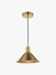 Dar Lighting Hadano Pendant - Natural Brass With Aged Brass Shade in Natural Solid Brass