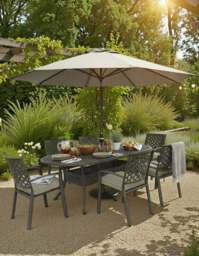 Hartman Avebury 6 Seat Oval Dining Set With Parasol & Base - thumbnail 2