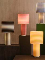 Heal's Raie Fabric Table Lamp Black White in Black/White, Linen - thumbnail 2