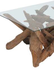 Barker and Stonehouse Whinfell Rectangle Coffee Table in Reclaimed Teak With Glass Top - thumbnail 3