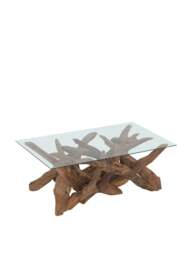 Barker and Stonehouse Whinfell Rectangle Coffee Table in Reclaimed Teak With Glass Top - thumbnail 4