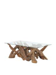 Barker and Stonehouse Whinfell Rectangle Coffee Table in Reclaimed Teak With Glass Top - thumbnail 5