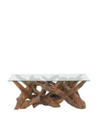 Barker and Stonehouse Whinfell Rectangle Coffee Table in Reclaimed Teak With Glass Top - thumbnail 2
