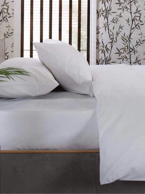 Deyongs Hadrians Fitted Sheet in White, Cotton, Size Single