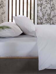 Deyongs Hadrians Fitted Sheet in White, Cotton, Size Single