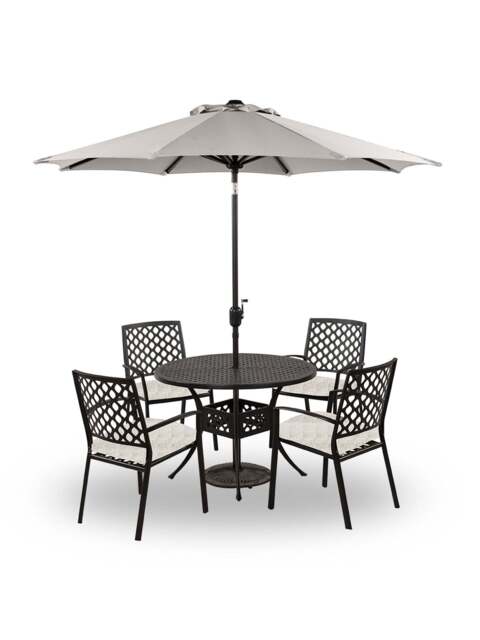 Hartman Avenbury 4 Seat Round Dining Set With Parasol & Base - image 1