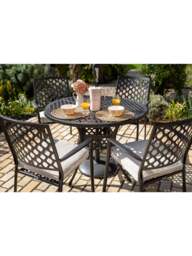 Hartman Avenbury 4 Seat Round Dining Set With Parasol & Base - thumbnail 3