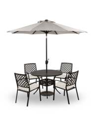 Hartman Avenbury 4 Seat Round Dining Set With Parasol & Base - thumbnail 1