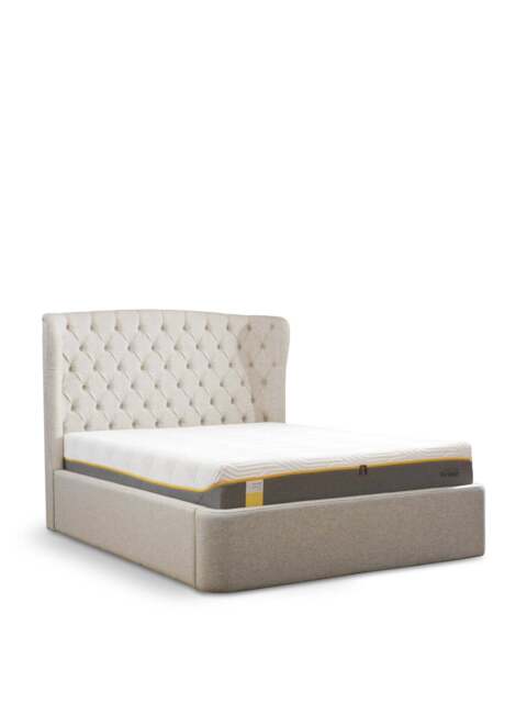 Barker and Stonehouse Holcot Fabric King Ottoman Bed Frame Beige in Neutral - image 1