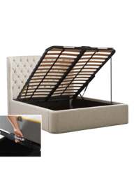 Barker and Stonehouse Holcot Fabric King Ottoman Bed Frame Beige in Neutral - thumbnail 5