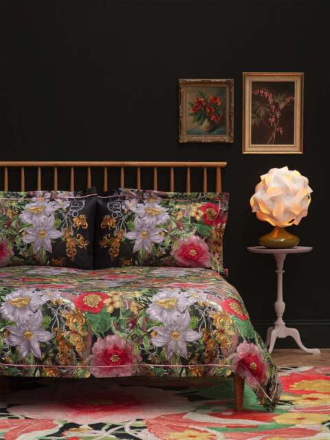 Timorous Beasties Berkeley Blooms Duvet Cover Set in Midnight, Cotton, Size Superking - image 1