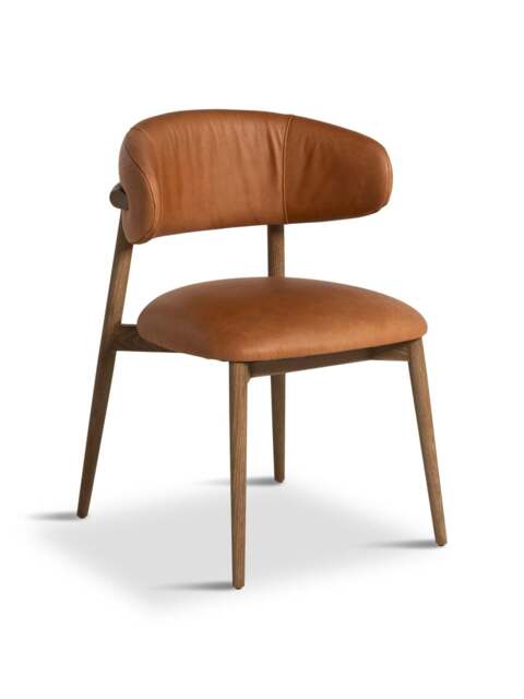 Barker and Stonehouse Lexa Open Back Curved Dining Chair in Brown, Leather - image 1
