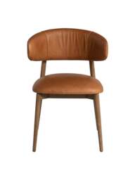 Barker and Stonehouse Lexa Open Back Curved Dining Chair in Brown, Leather - thumbnail 3