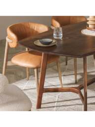 Barker and Stonehouse Lexa Open Back Curved Dining Chair in Brown, Leather - thumbnail 2
