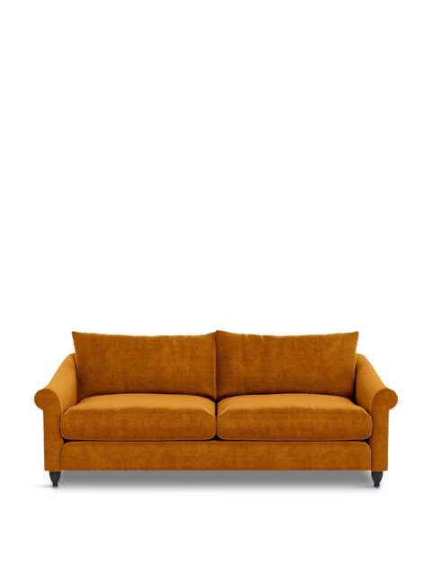 Heal's Devon 4 Seater Sofa Smart Luxe Velvet Cognac in Yellow, Size 203x98x86