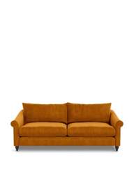 Heal's Devon 4 Seater Sofa Smart Luxe Velvet Cognac in Yellow, Size 203x98x86